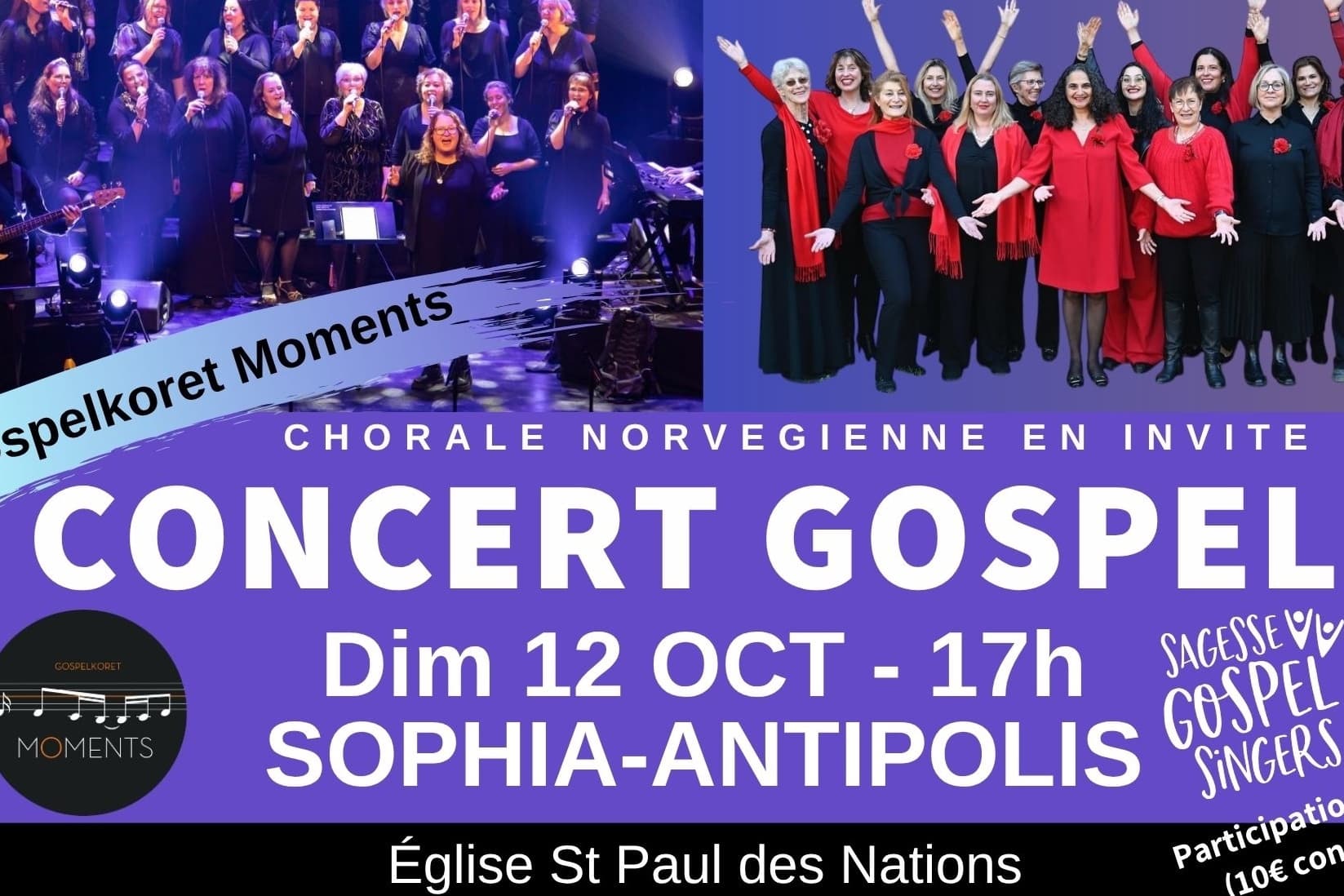 Konsert - Gospelkonsert i Église St Paul des Nations, Sophia-Antipolis